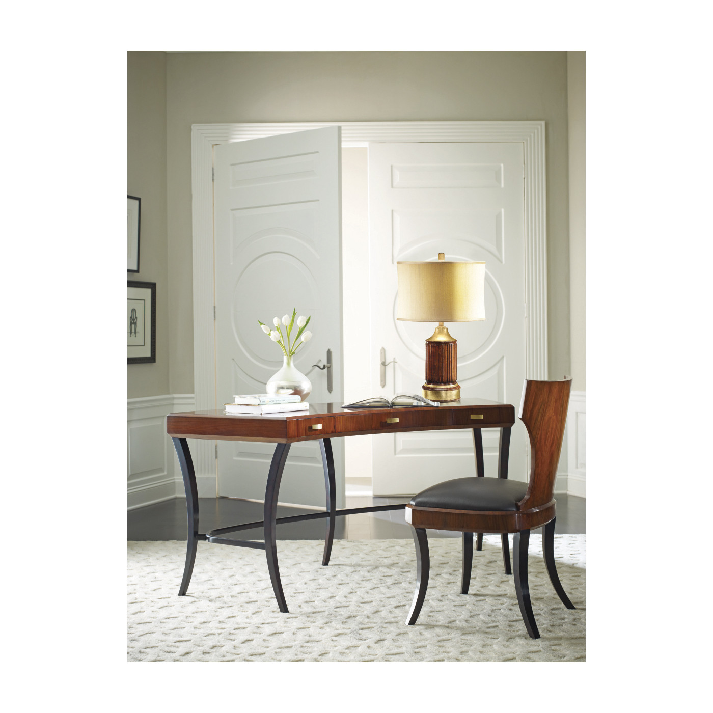 Full Back Art Deco Champagne Dining Side Chair