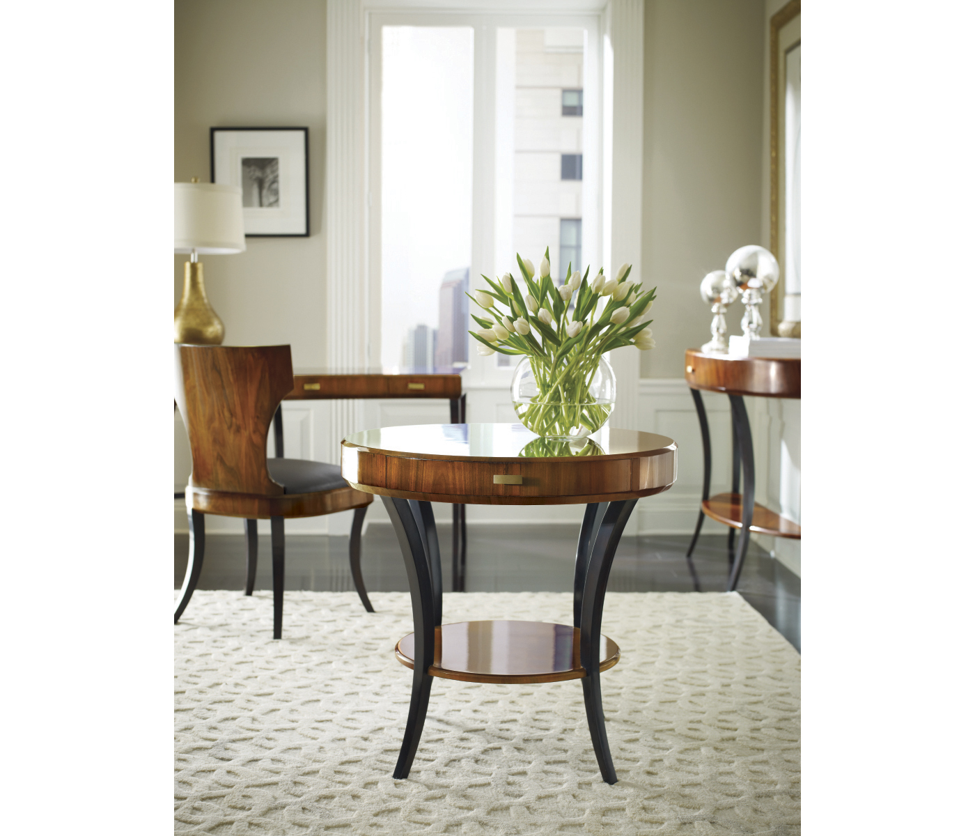 Full Back Art Deco High Lustre Santos Dining Side Chair