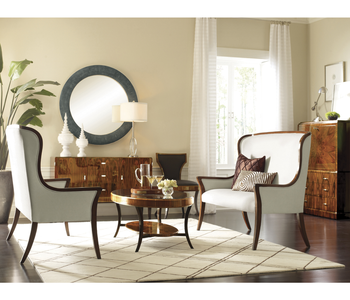 Full Back Art Deco High Lustre Santos Dining Side Chair