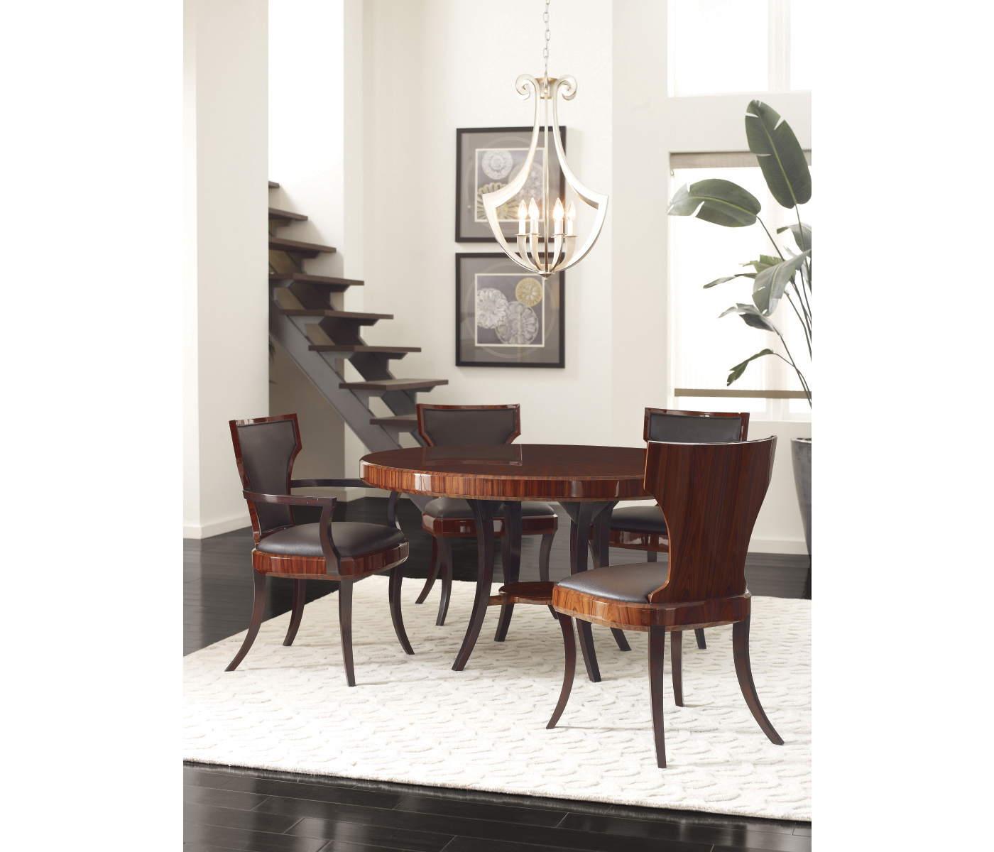 Full Back Art Deco Satin Santos Dining Side Chair