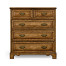 George II style burl oak chest of five drawers