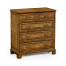 George II style burl oak chest of five drawers