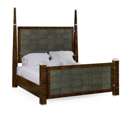 Faux Macassar & Anthracite Faux Shagreen Cali King Bed