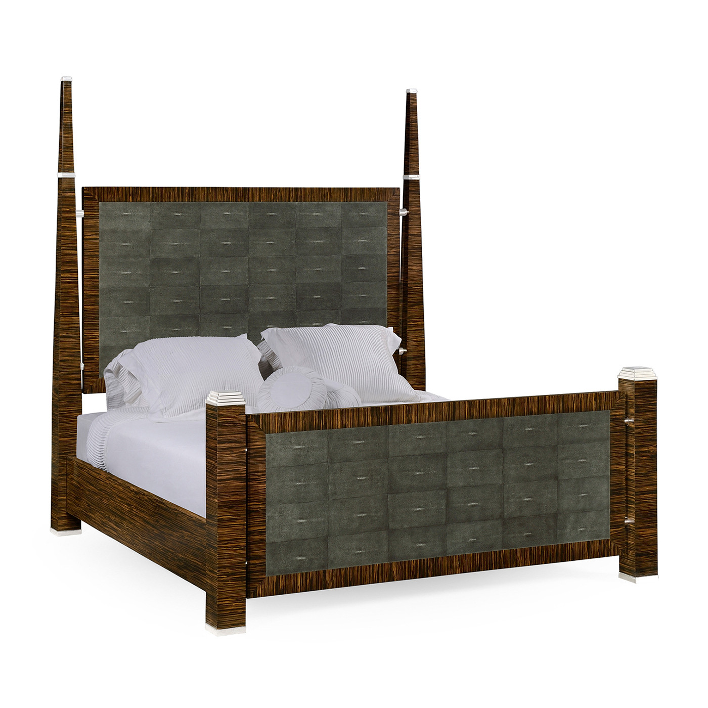 Faux Macassar & Anthracite Faux Shagreen UK King Bed