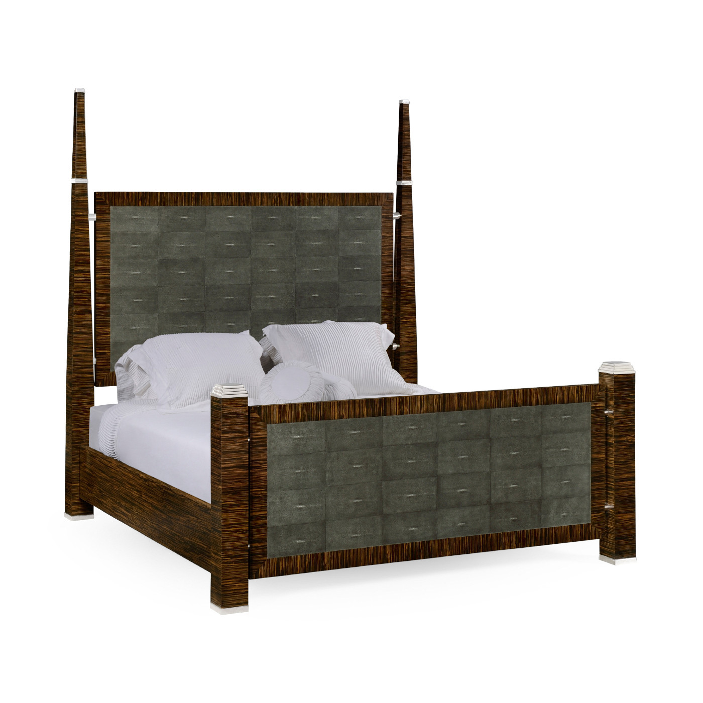 Faux Macassar & Anthracite Faux Shagreen US King Bed