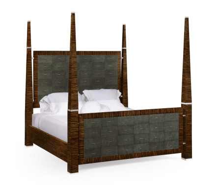 Faux Macassar & Anthracite Faux Shagreen US Queen Bed