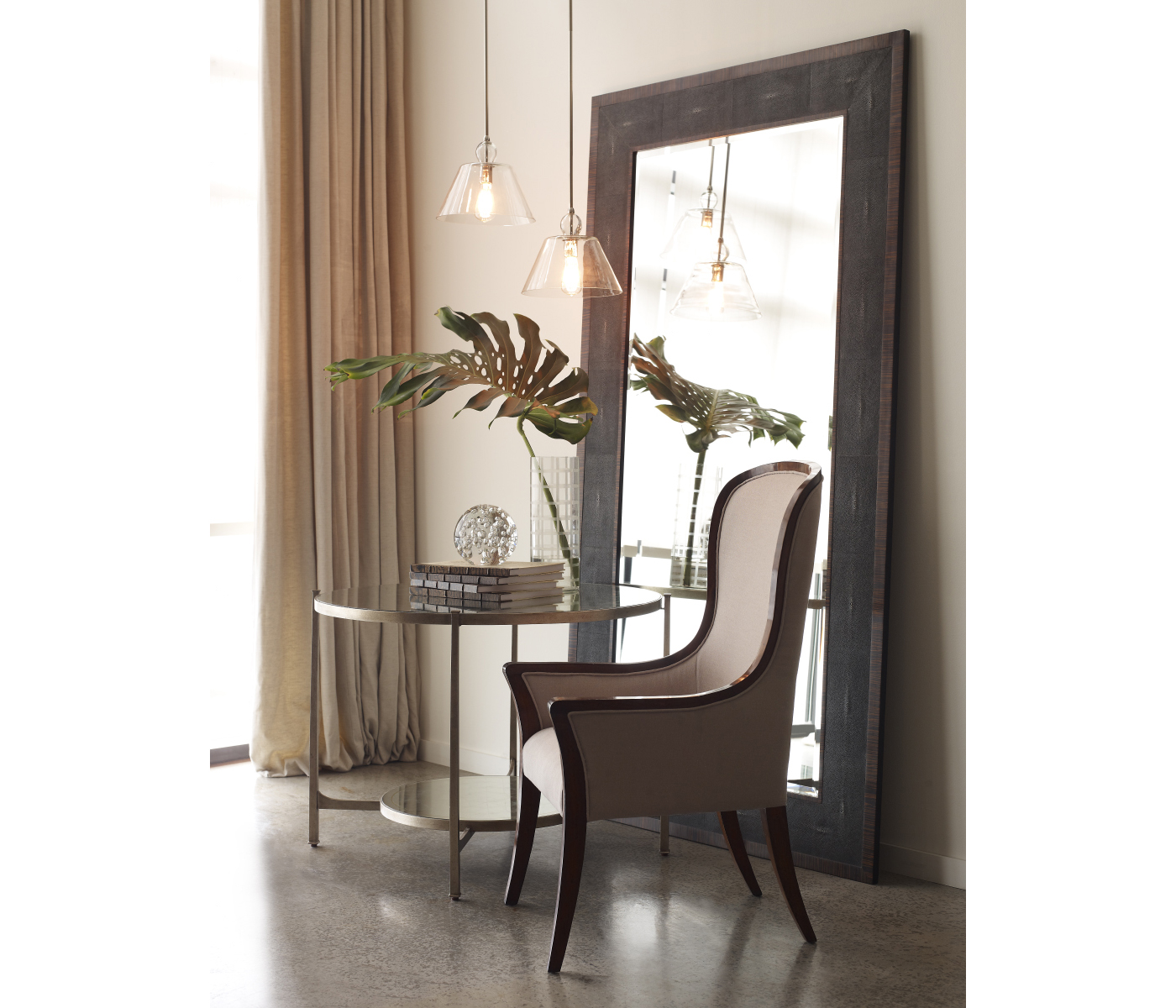 Faux Ivory Shagreen Floor Mirror