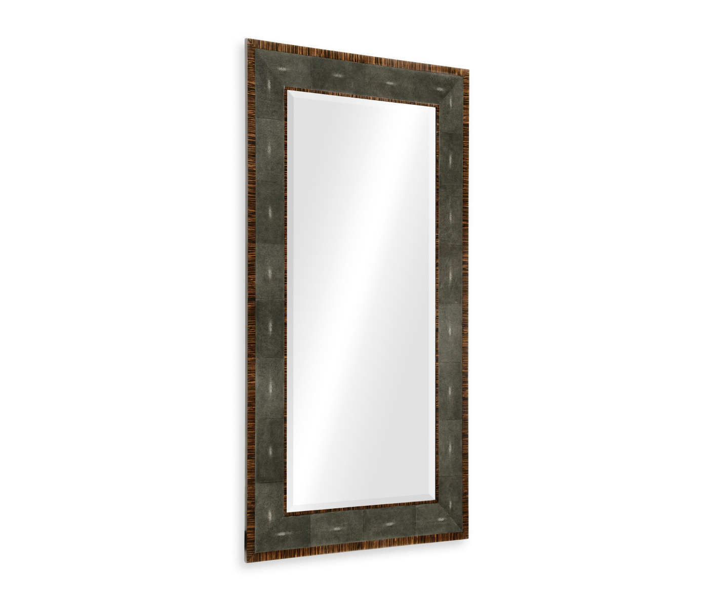 Faux Macassar Ebony & Anthracite Shagreen Floor Mirror