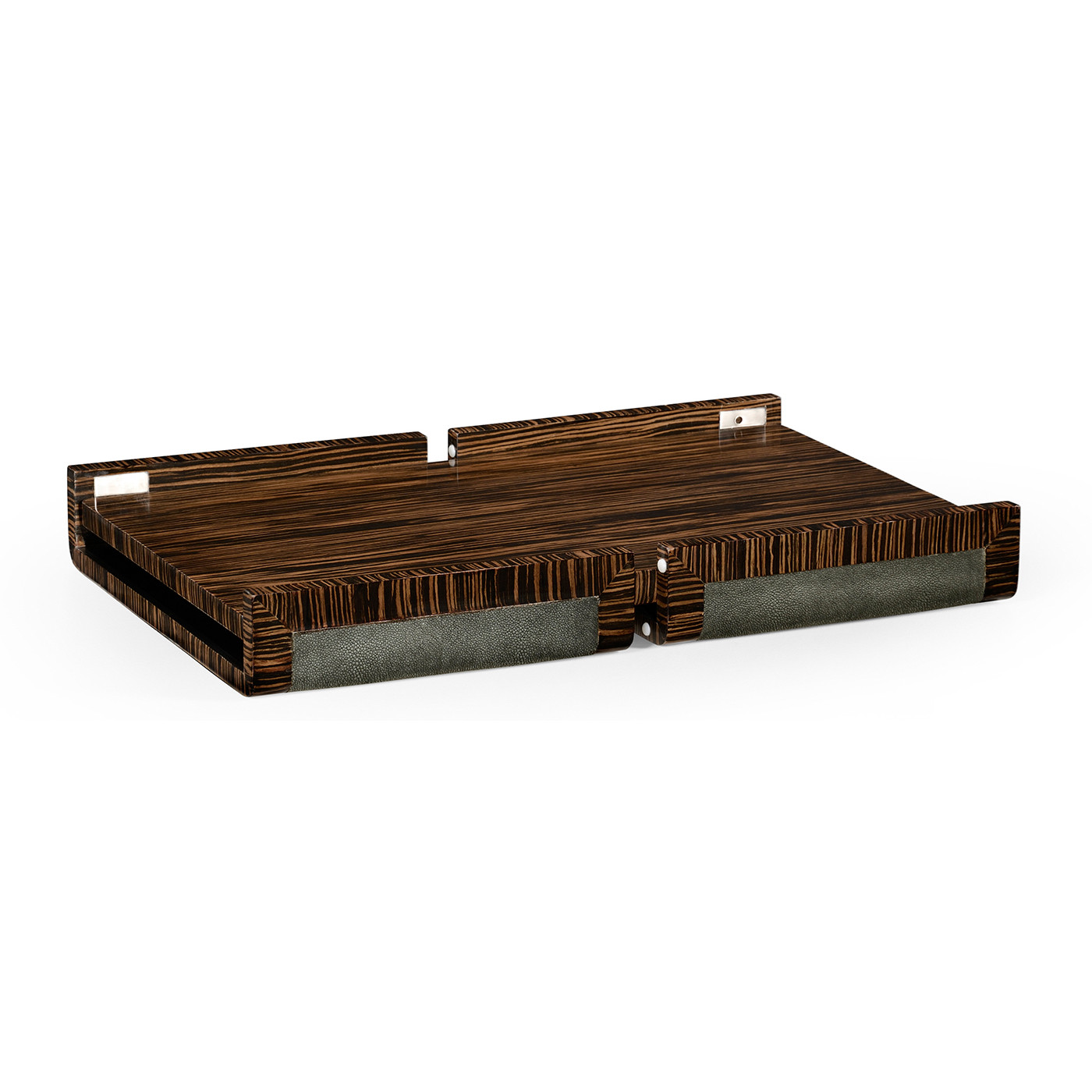 Faux Macassar Ebony & Anthracite Shagreen Bed Tray