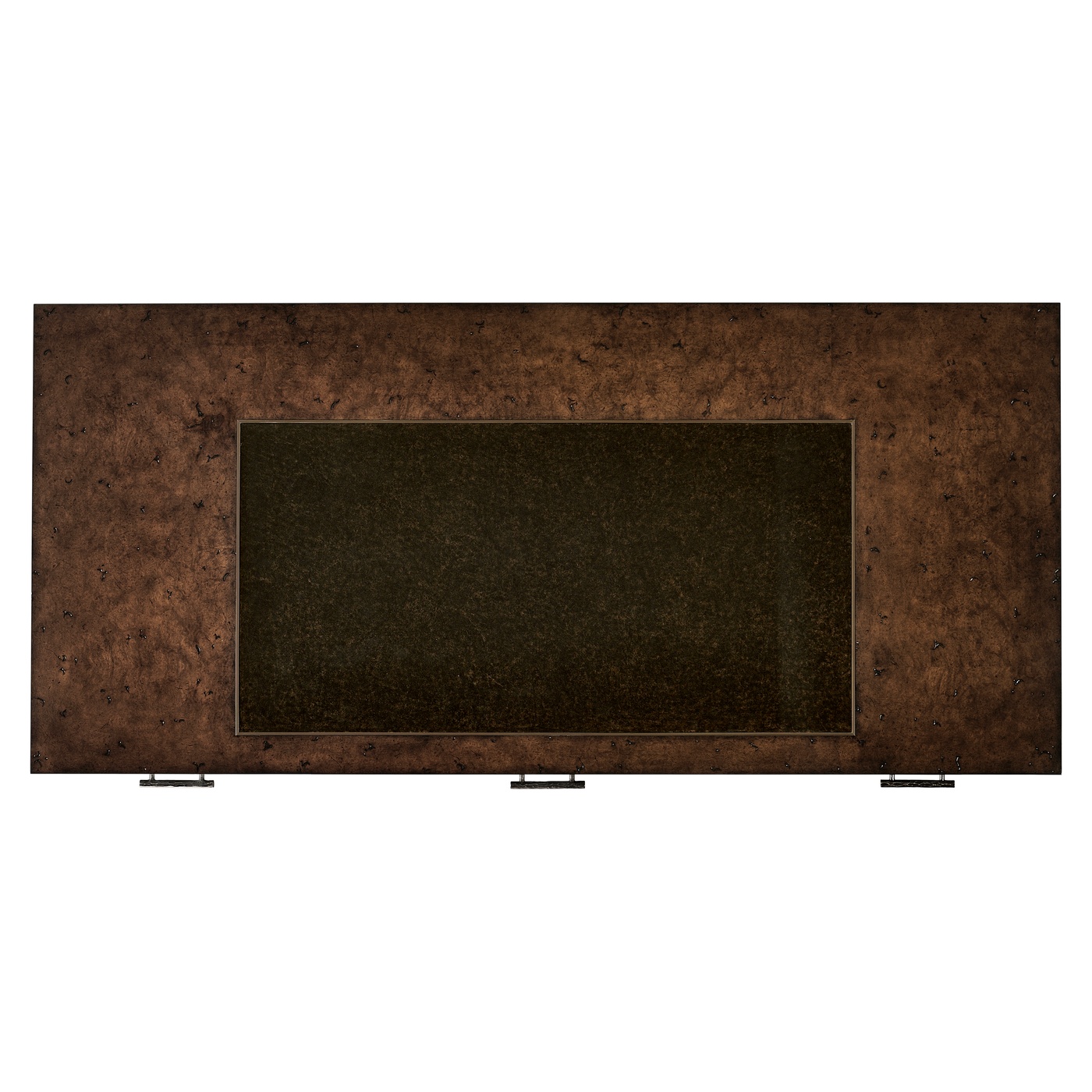 Hammered Iron Bureau Plat with Black Leather Inserts