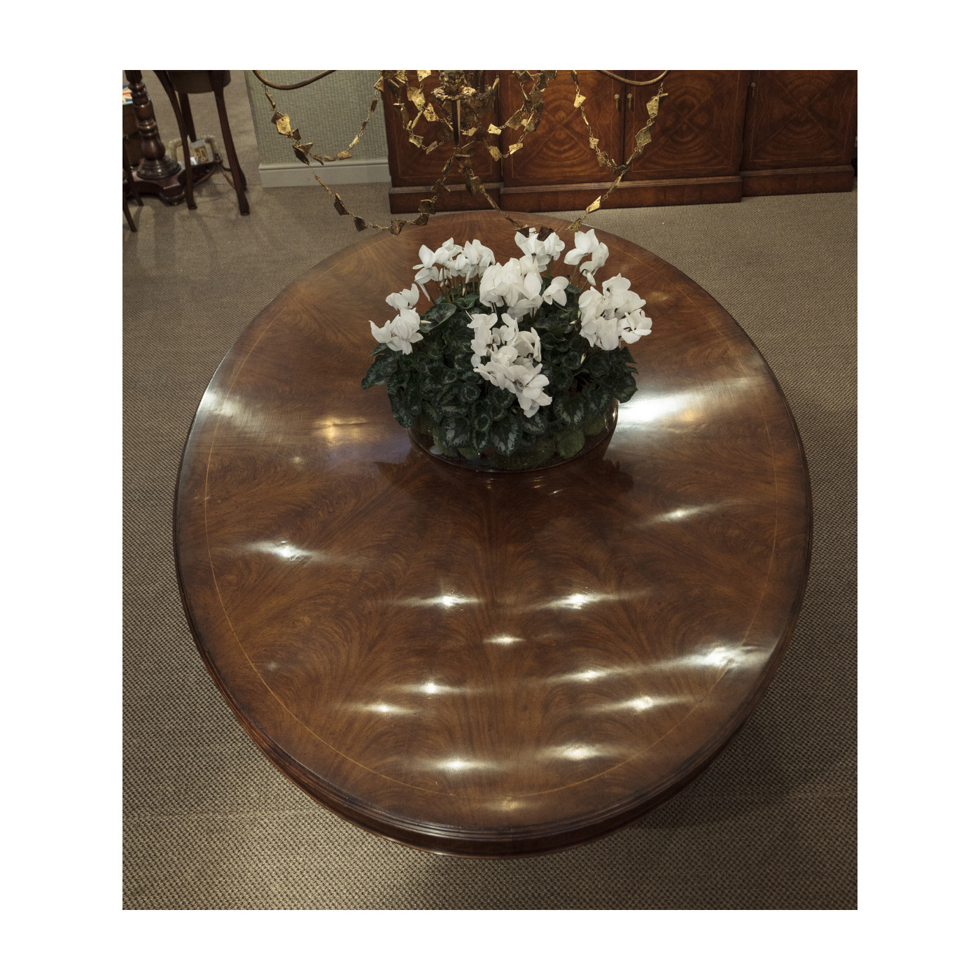 Biedermeier Style Mahogany Oval Dining Table 96