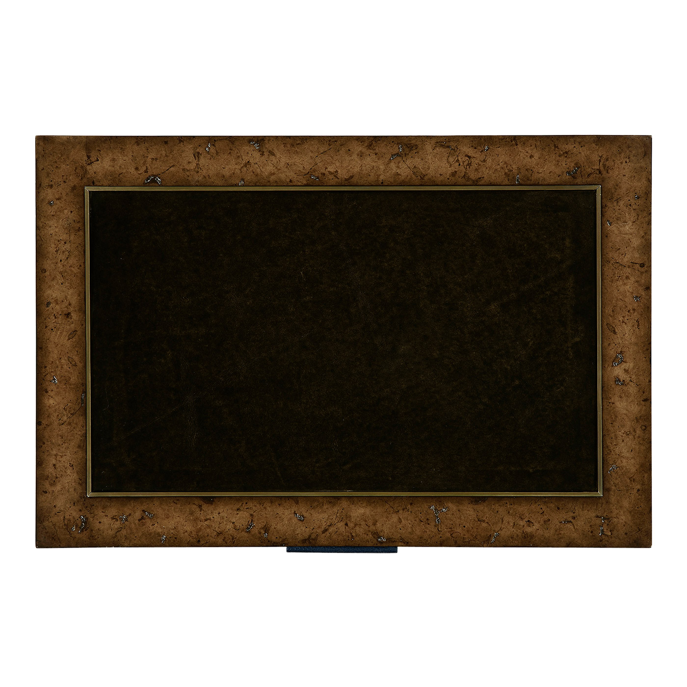 Rustic Burl Oak and Leather Chest of Three Drawers