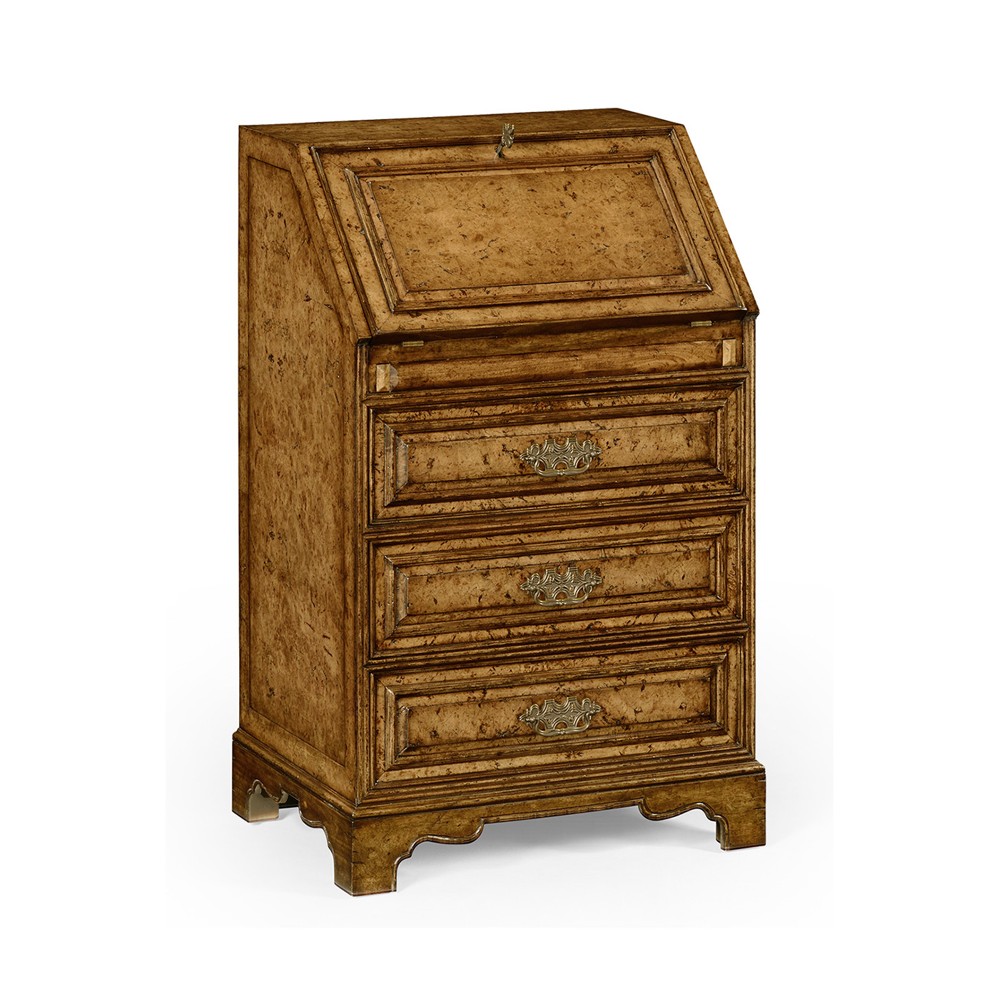 Burl oak fall front bureau