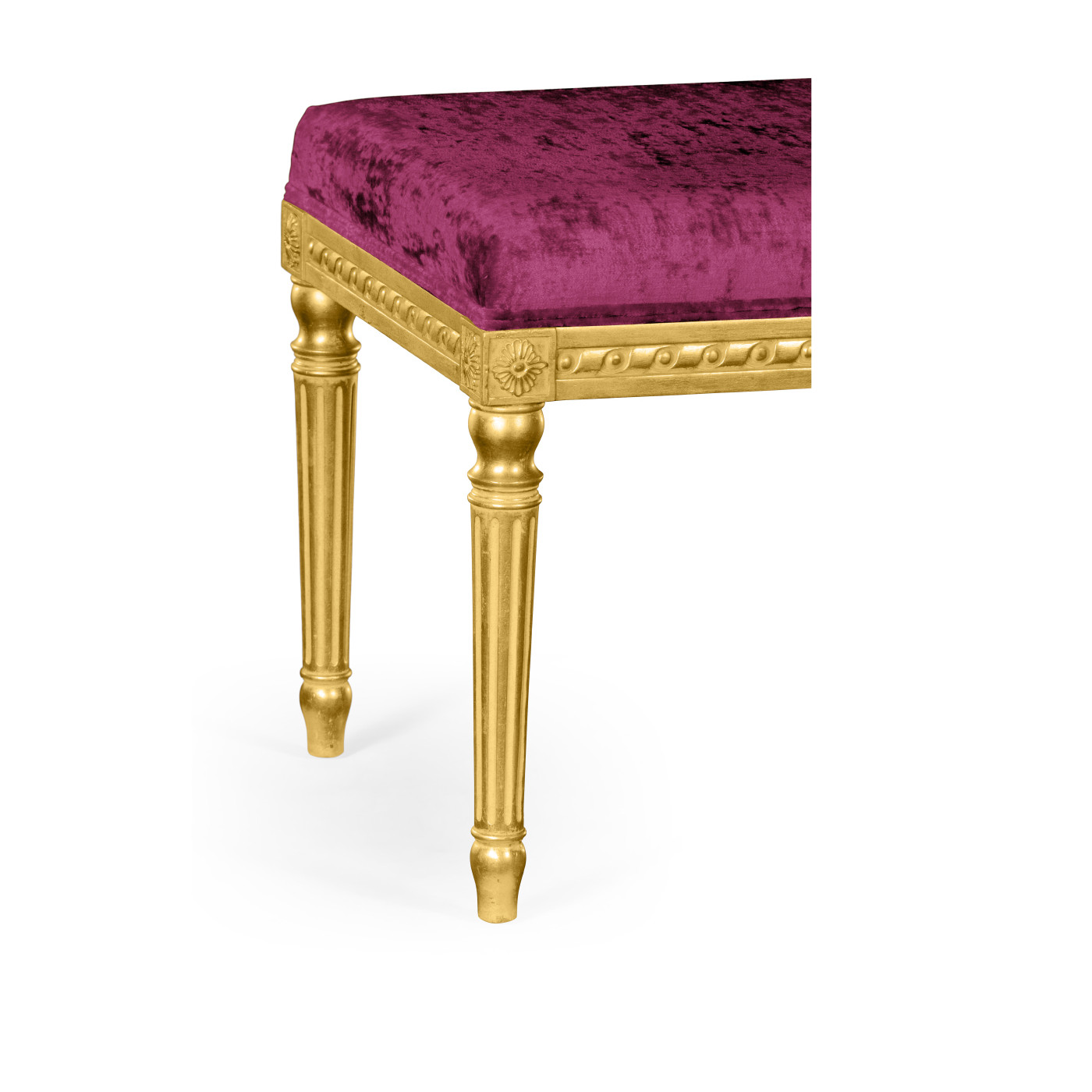 Louis XV style bench (Gold leaf/Velvet Fuchsia)