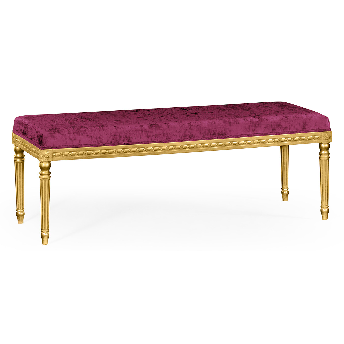 Louis XV style bench (Gold leaf/Velvet Fuchsia)
