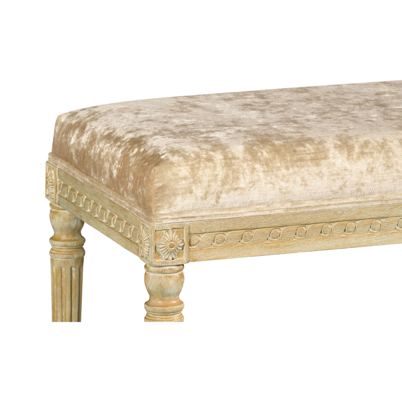 Louis XV style bench (Limed Tulip Wood/Velvet Calico)