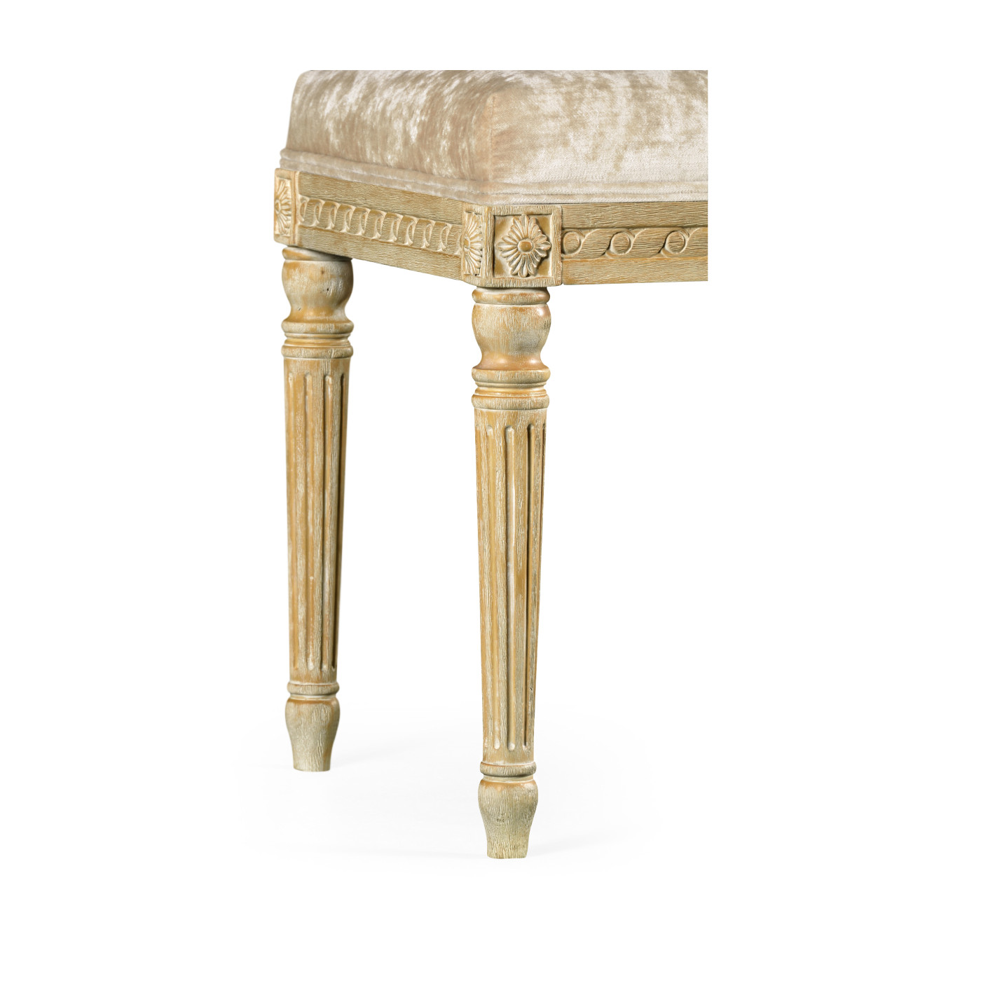 Louis XV style bench (Limed Tulip Wood/Velvet Calico)