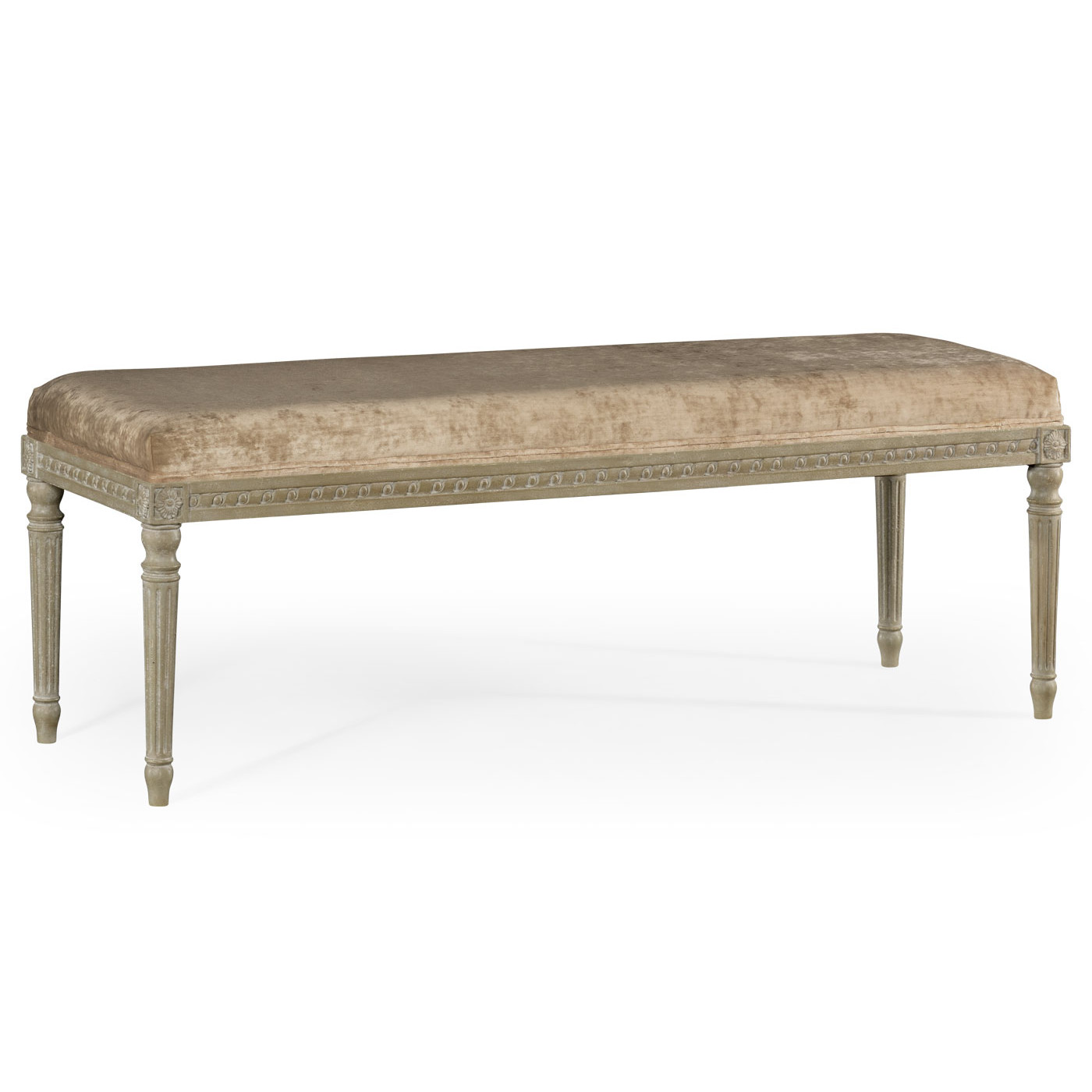 Louis XV bench - Grey weathered & Velvet calico