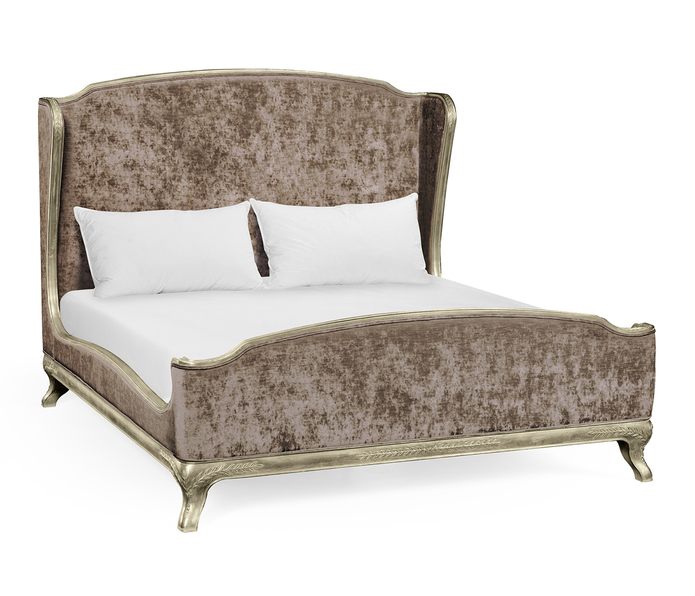Louis XV Silver-Leaf Cali King Bed
