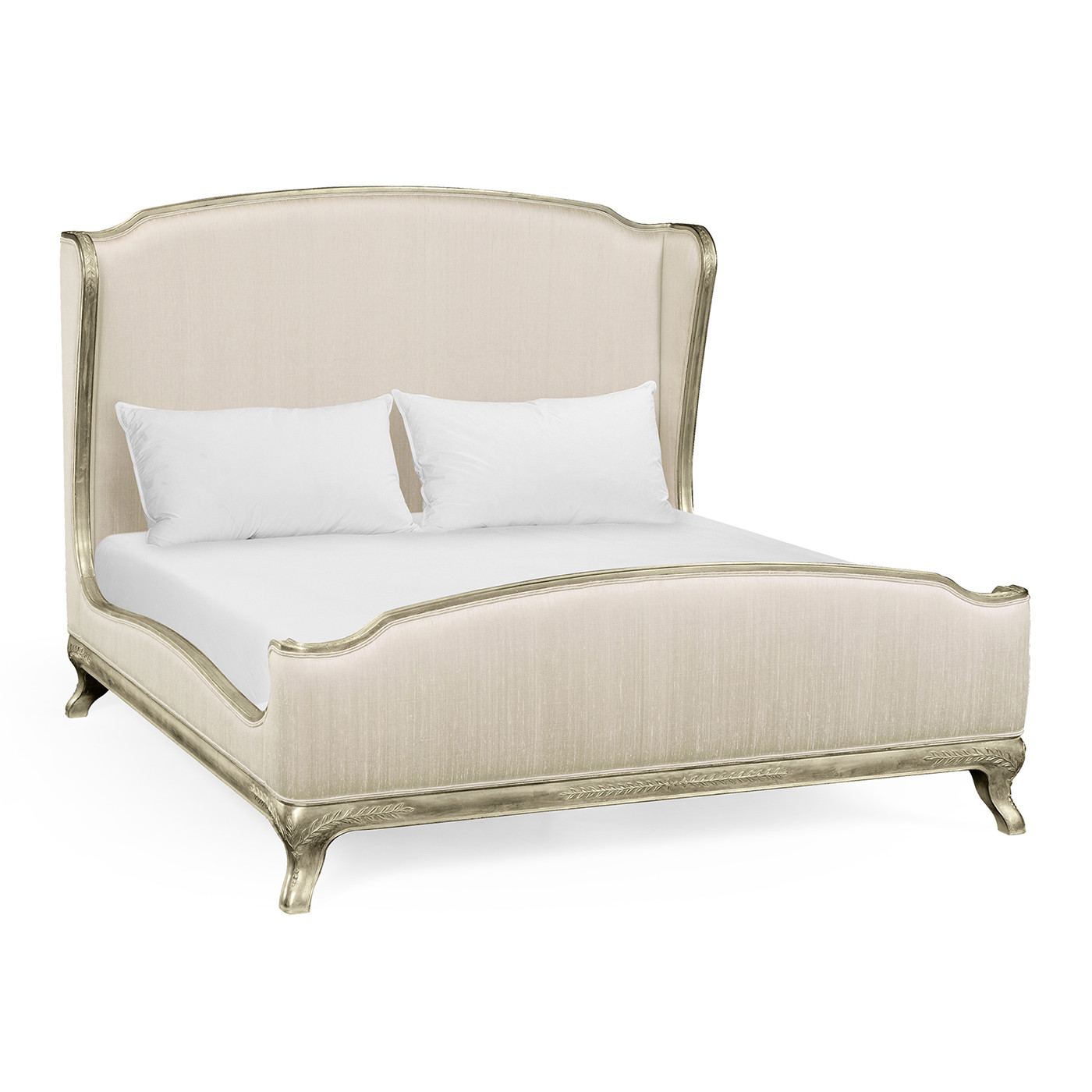 Louis XV Silver-Leaf Cali King Bed