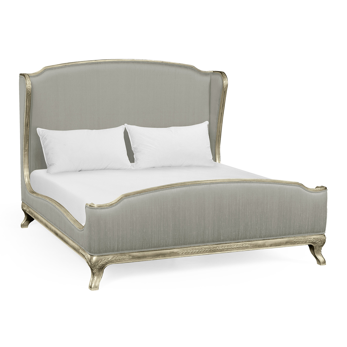 Louis XV Silver-Leaf US King Bed