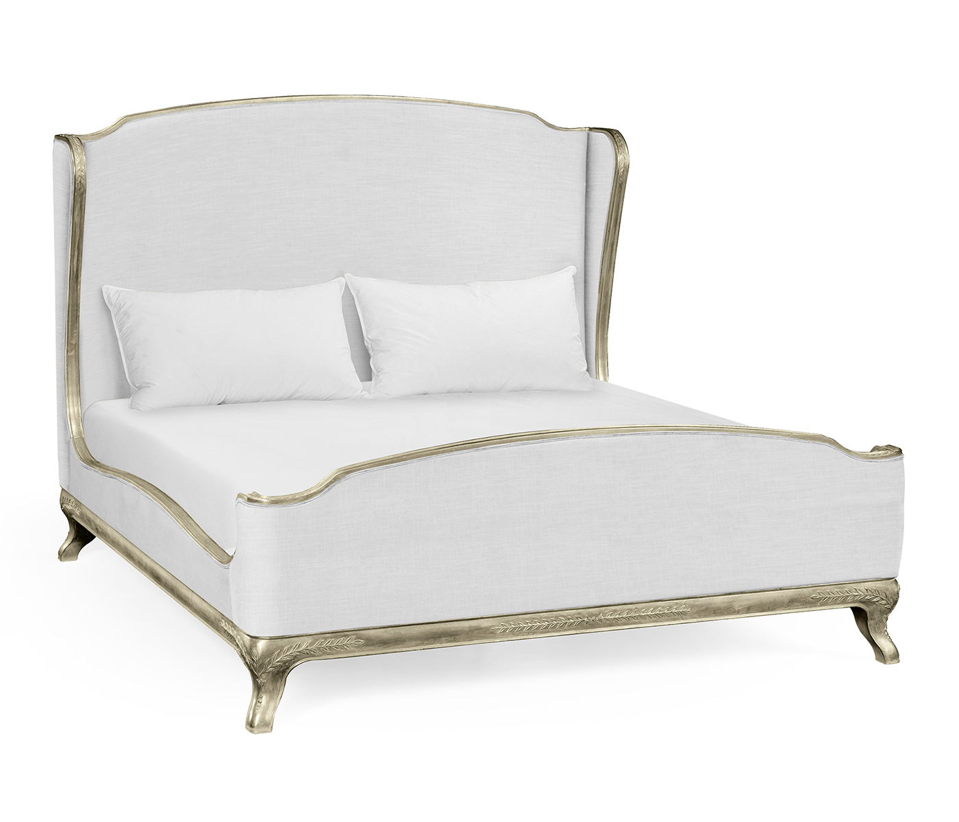 Louis XV Silver-Leaf US King Bed