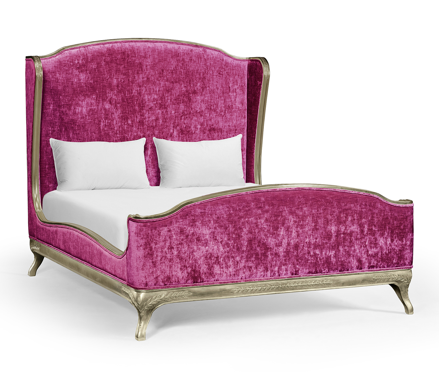 Louis XV Silver-Leaf US Queen Bed