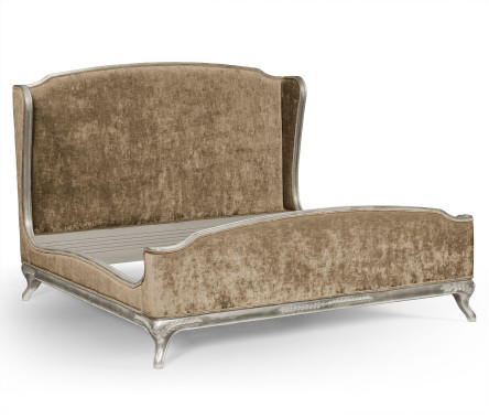 Louis XV Silver-Leaf US King Bed