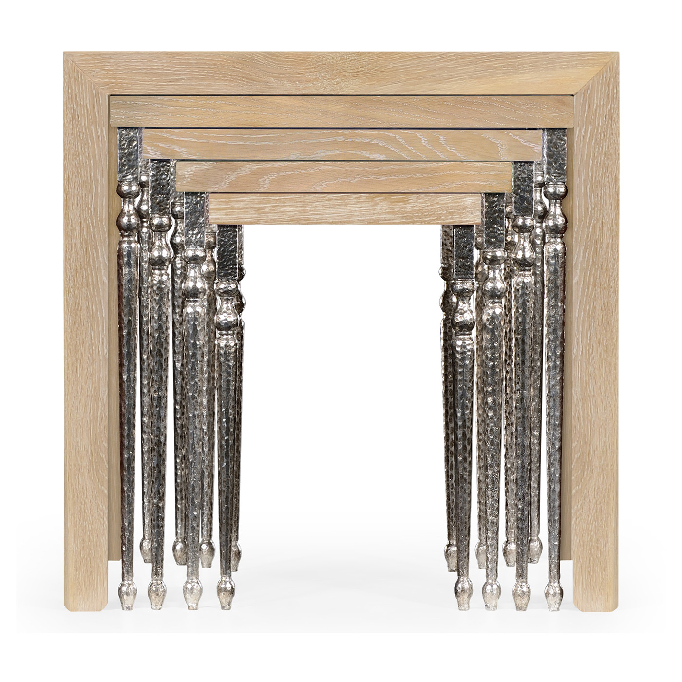 Oak and hammered iron coloured nest of tables