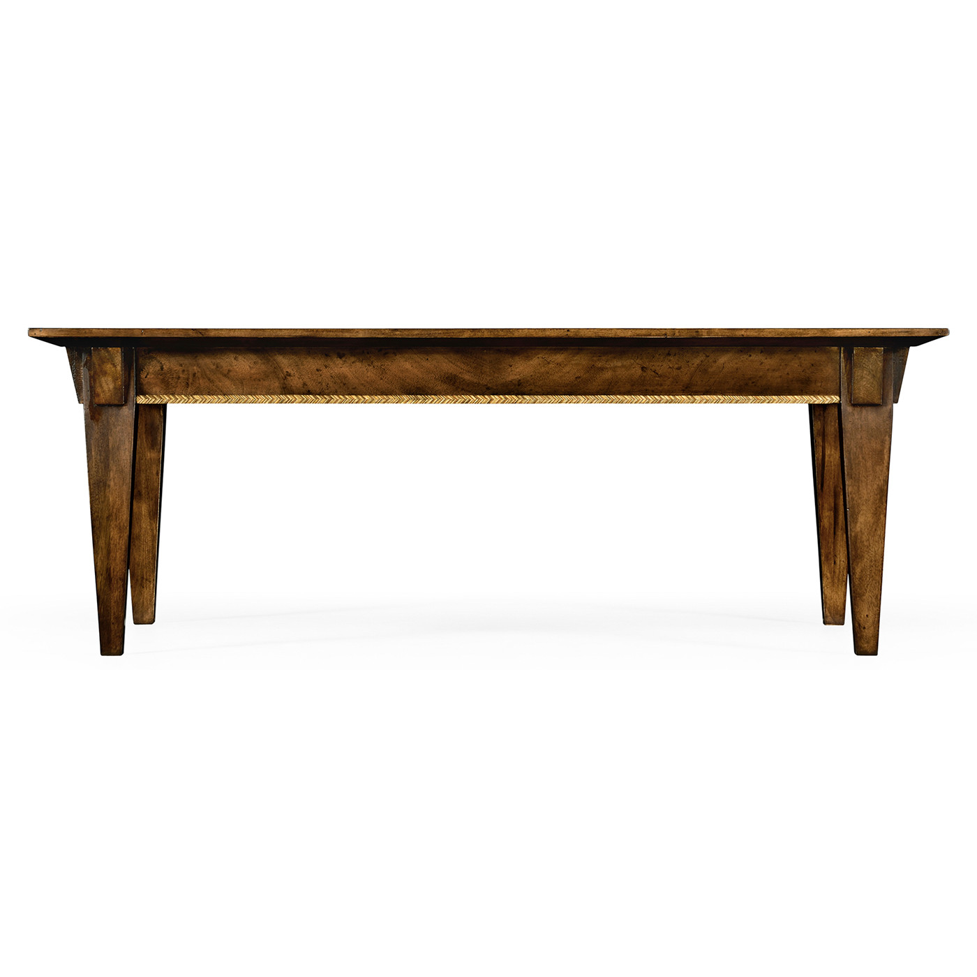 Craftsman's mahogany coffee table with herringbone inlay detail