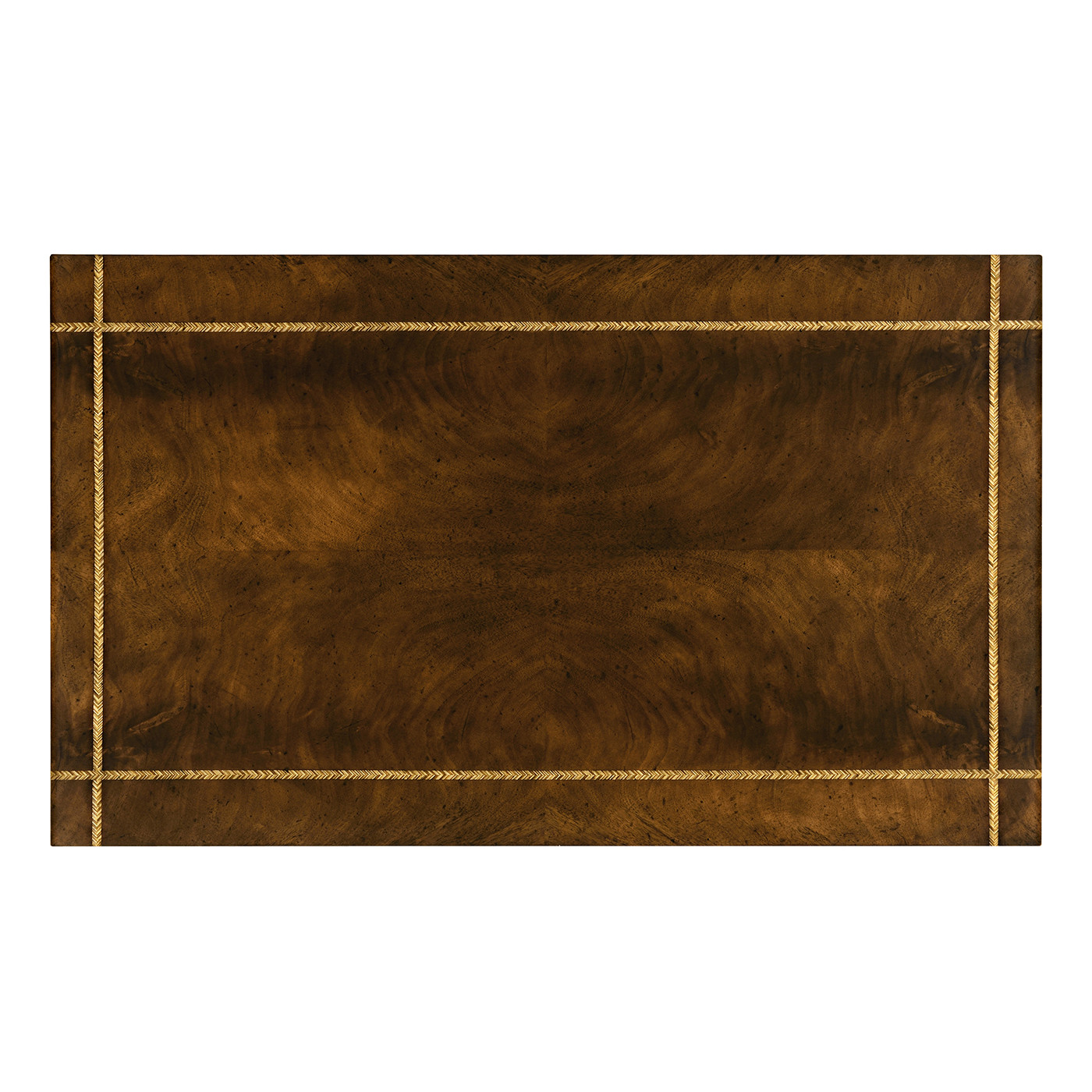 Craftsman's mahogany coffee table with herringbone inlay detail