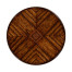 Walnut parquet round side table with contrast inlay