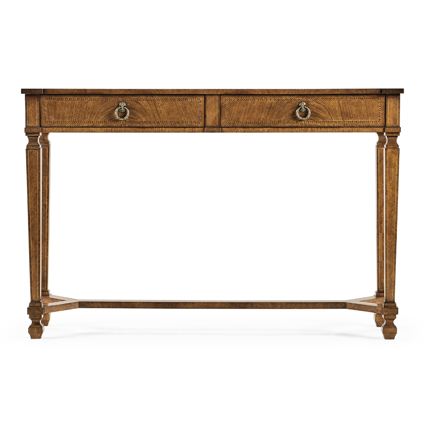 Empire style walnut two drawer console