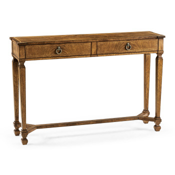 Empire style walnut two drawer console