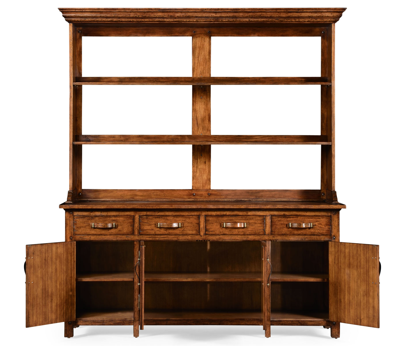 Heavily distressed parquet welsh dresser with strap handles