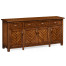 Heavily distressed parquet sideboard with strap handles