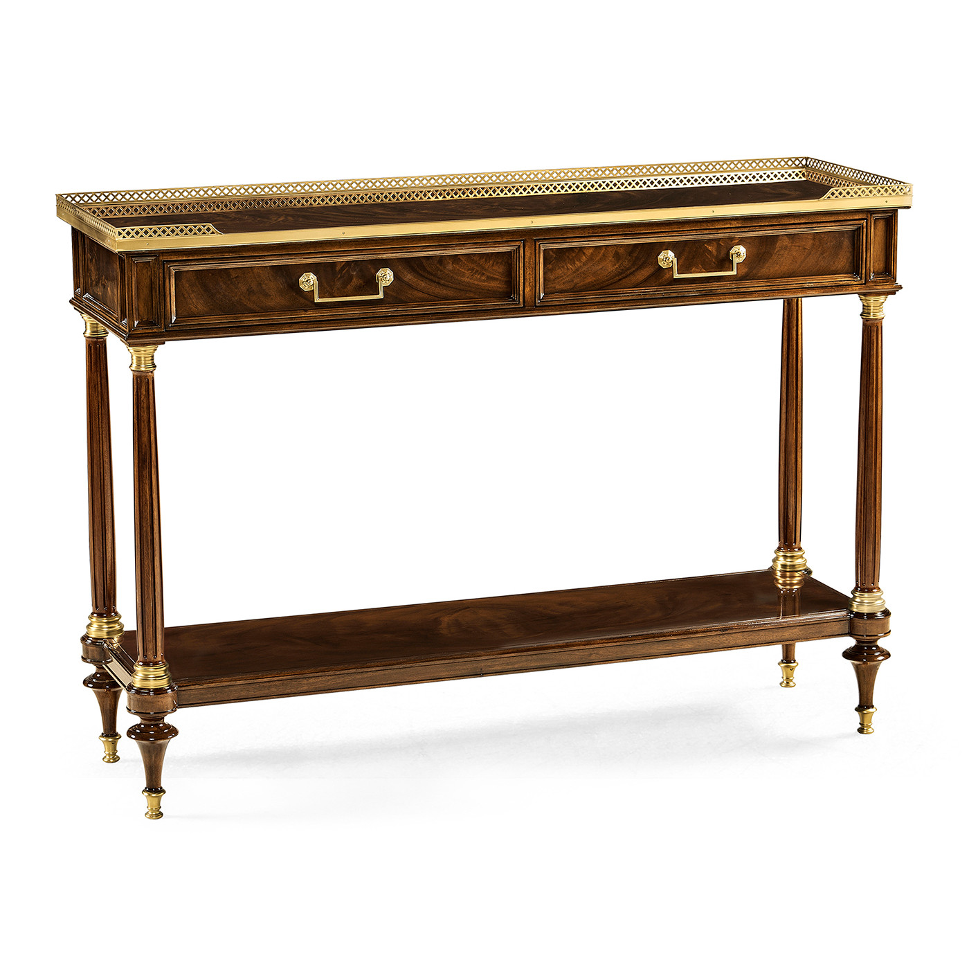 French style Mahogany console with brass gallery