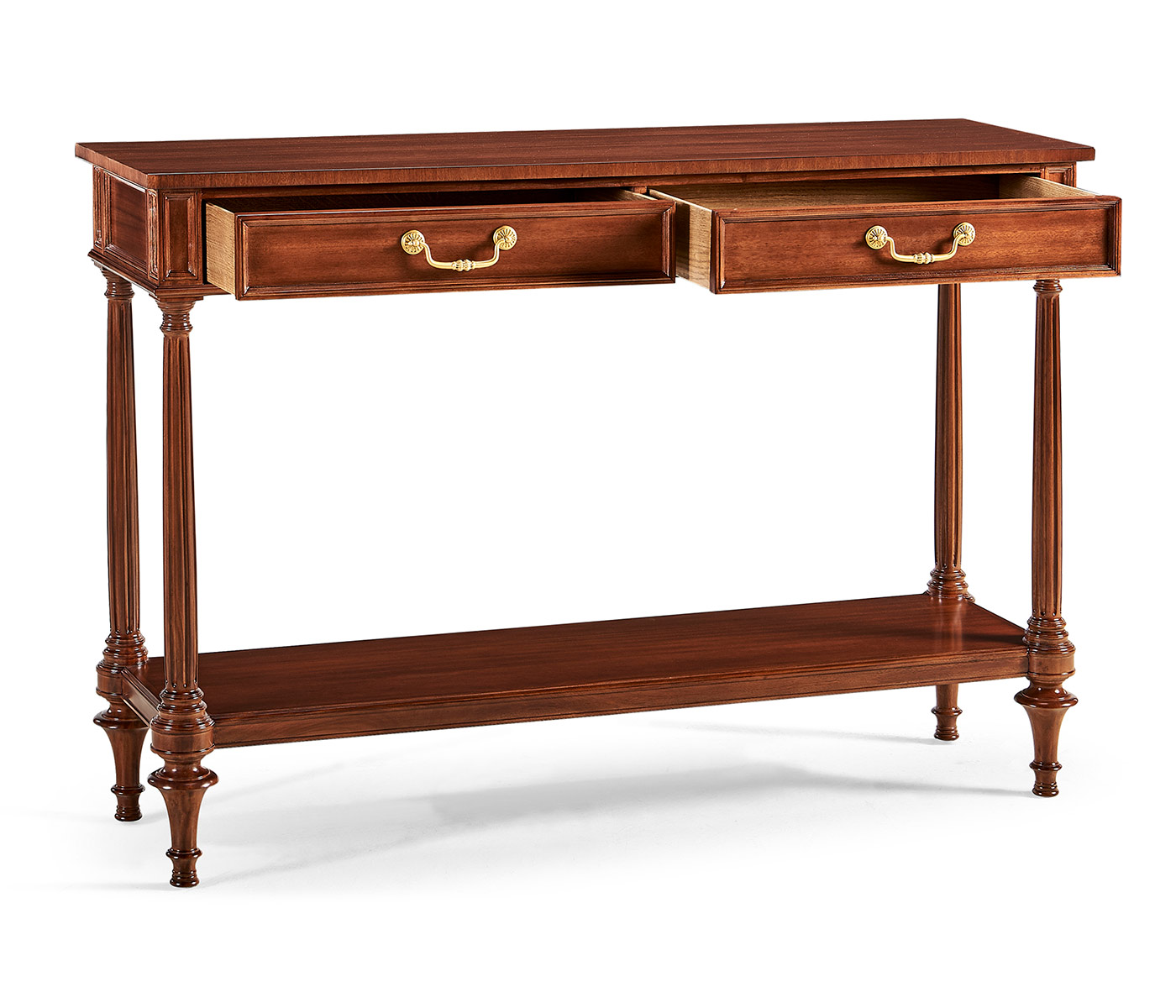 French style Mahogany console with brass gallery