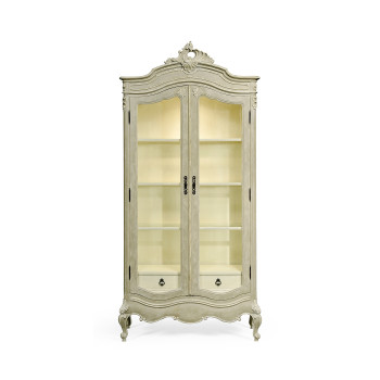 French Provincial Grey Glazed Display Cabinet