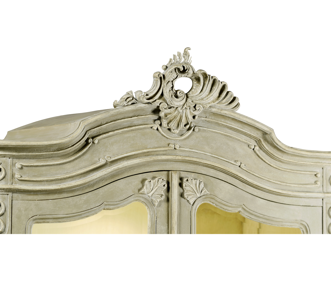 French Provincial Grey Glazed Display Cabinet