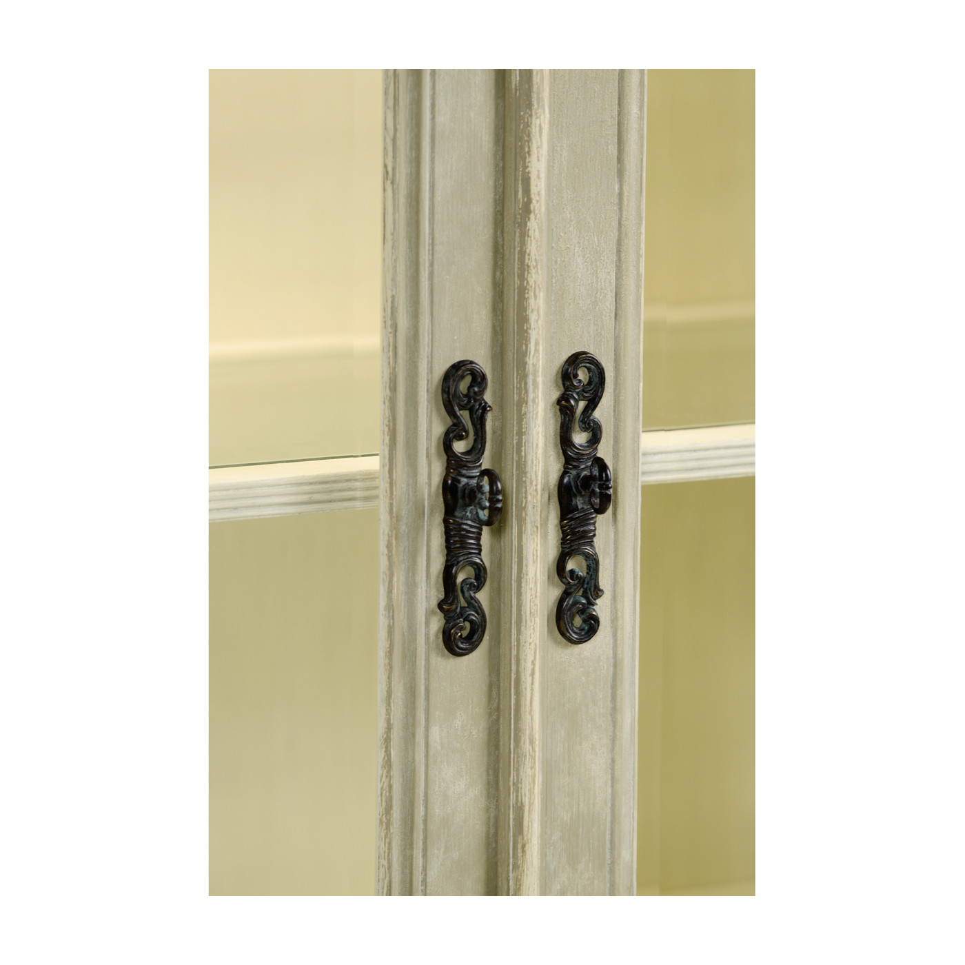 French Provincial Grey Glazed Display Cabinet