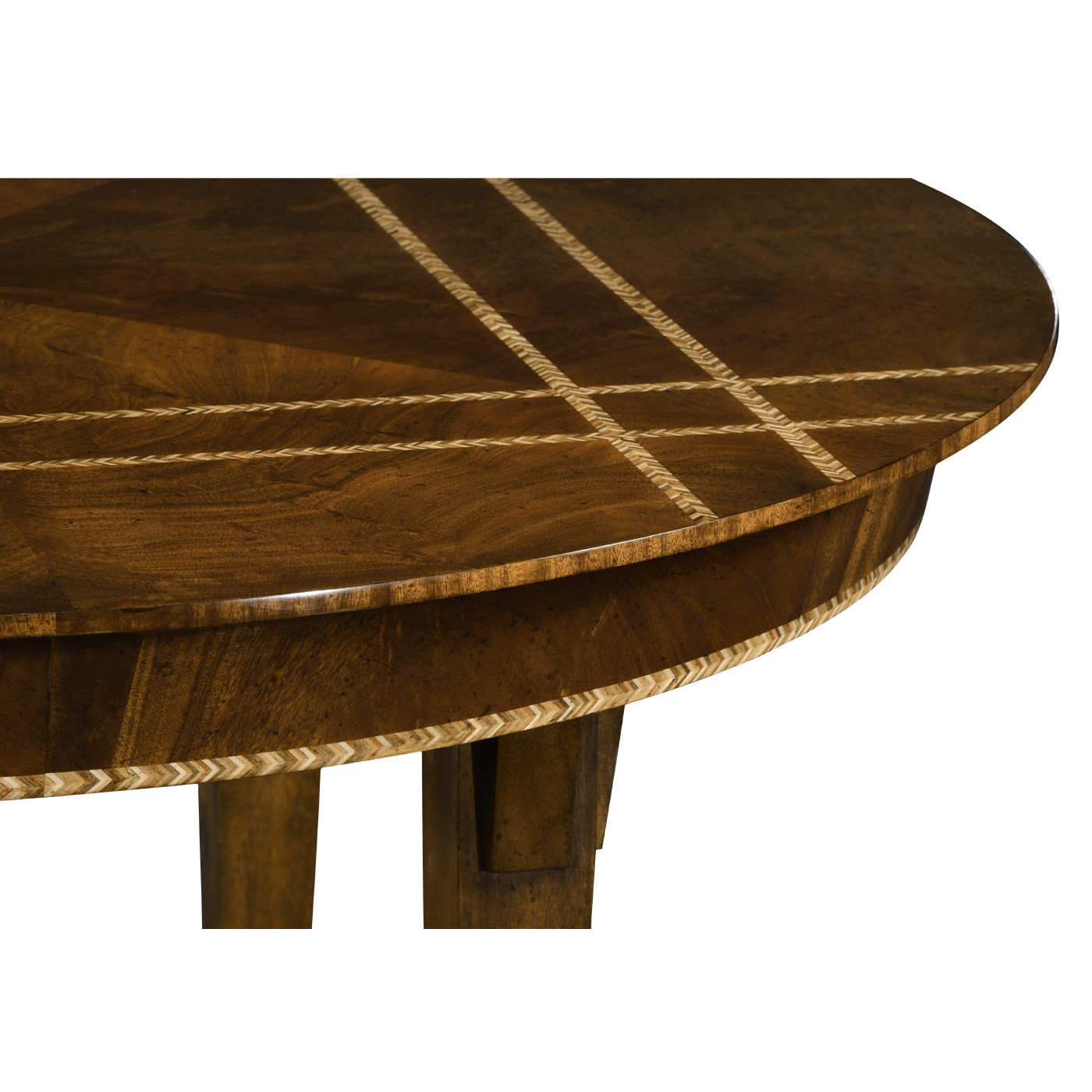 Craftsman's Mahogany Round Table with Herringbone Inlay Detail 48