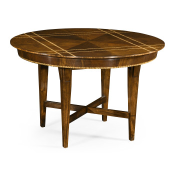 Craftsman's Mahogany Round Table with Herringbone Inlay Detail 48
