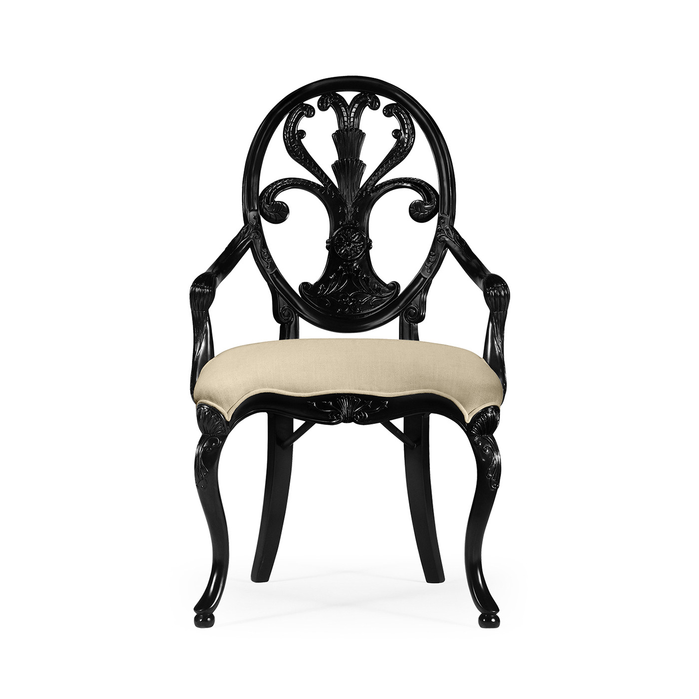 Sheraton Black Oval Back Arm Chair