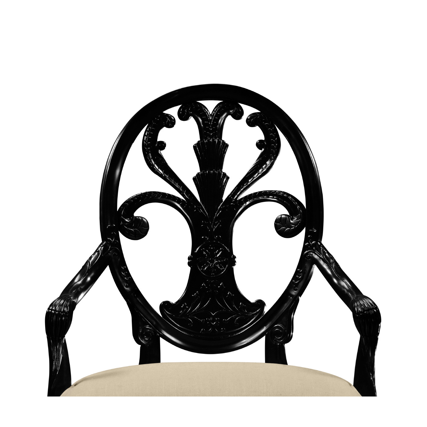 Sheraton Black Oval Back Arm Chair