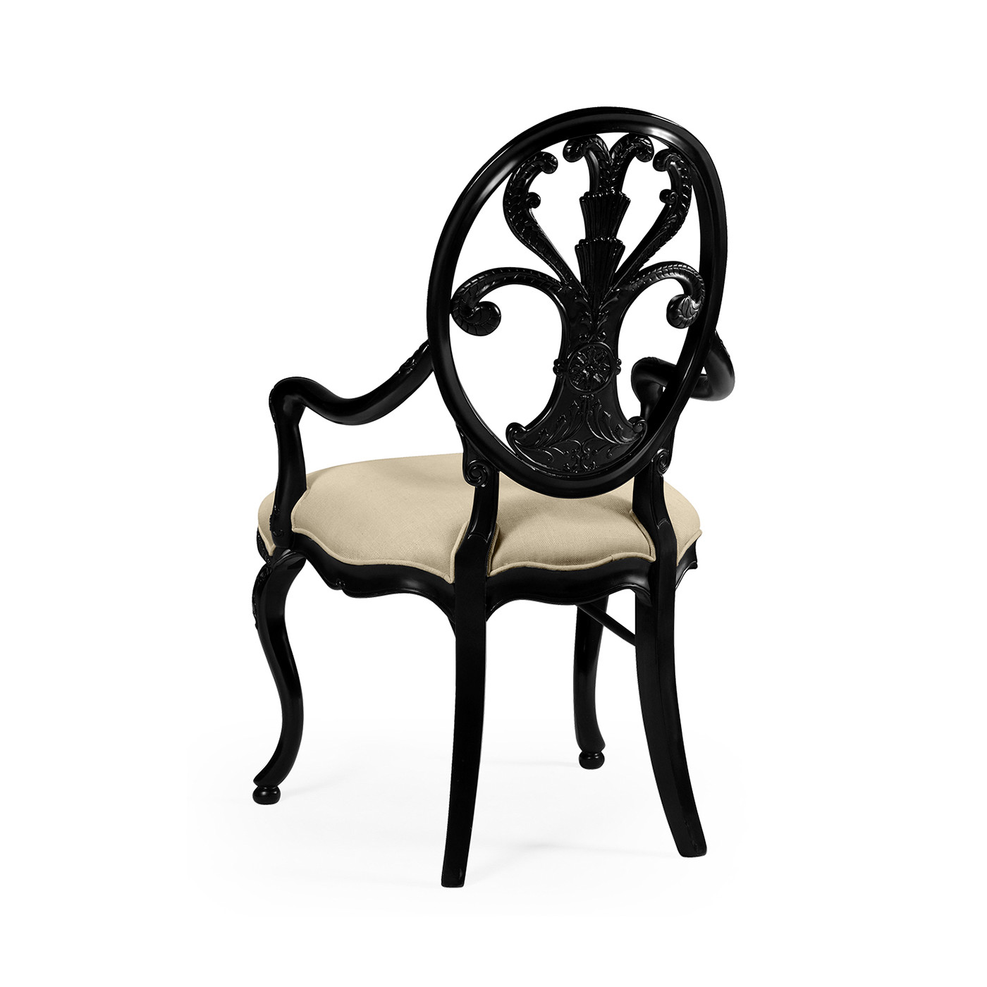 Sheraton Black Oval Back Arm Chair