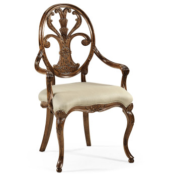 Sheraton Walnut Oval Back Arm Chair