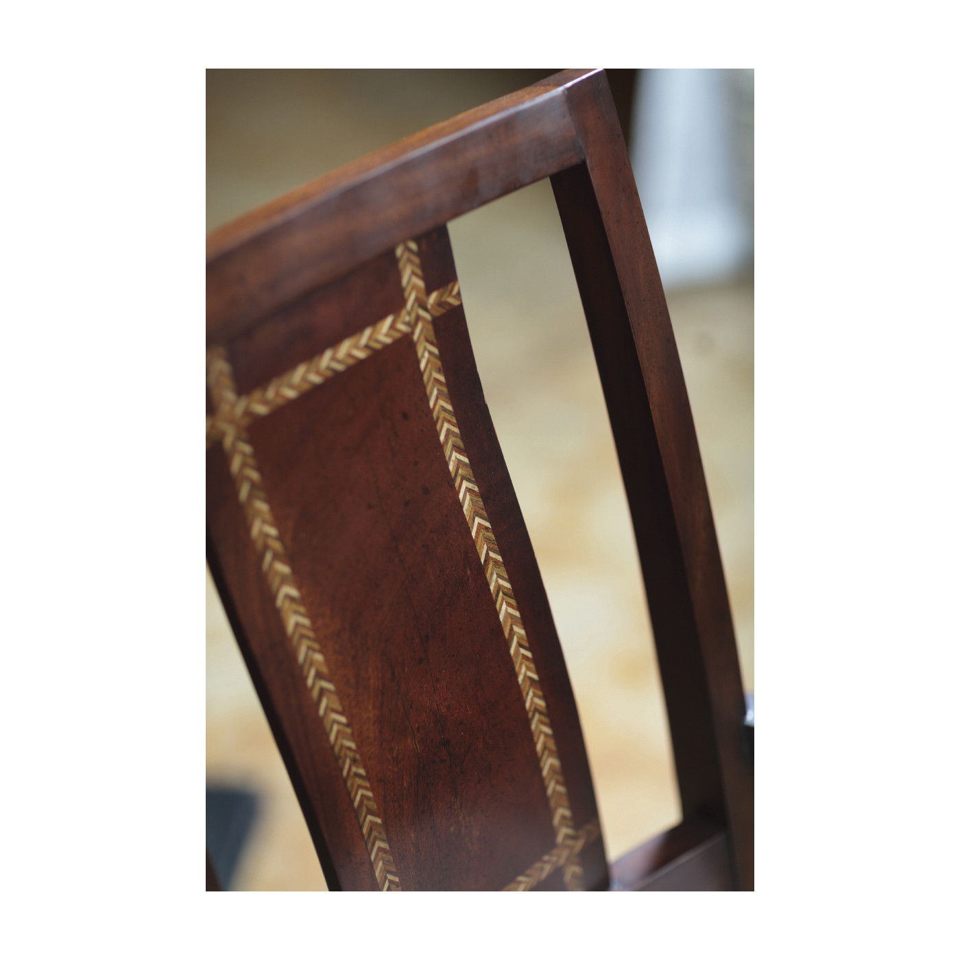 Craftsman's mahogany dining/occasional chair with herringbone inlay detail (Arm)