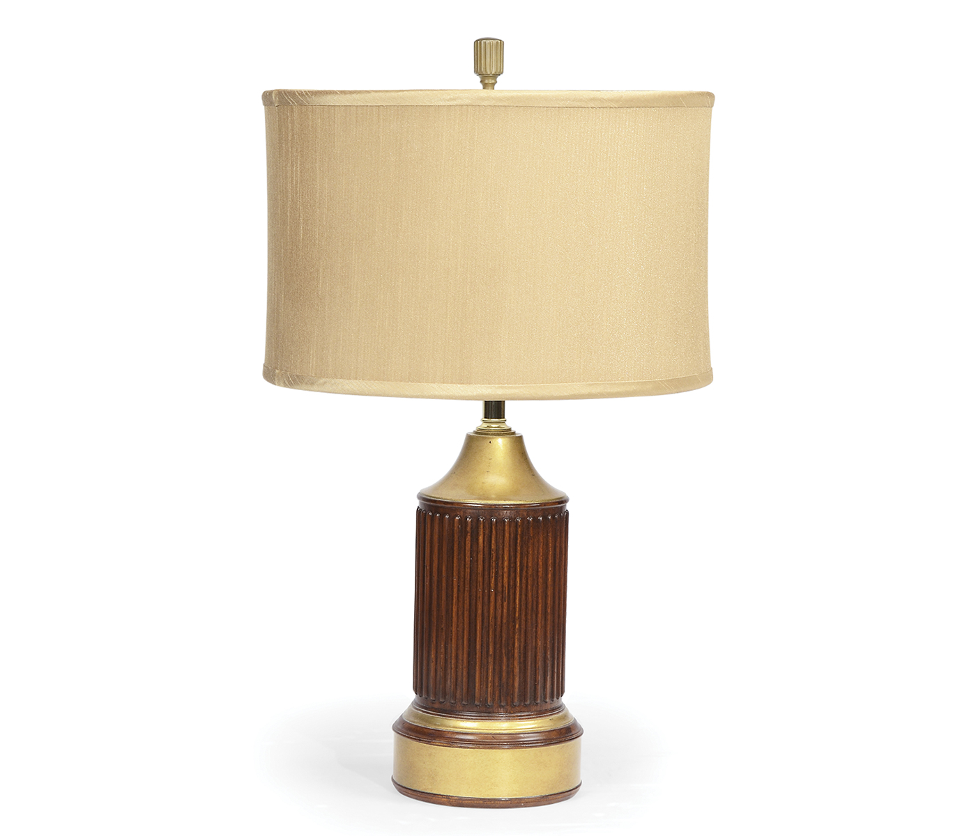 Round Fluted Mahogany Table Lamp