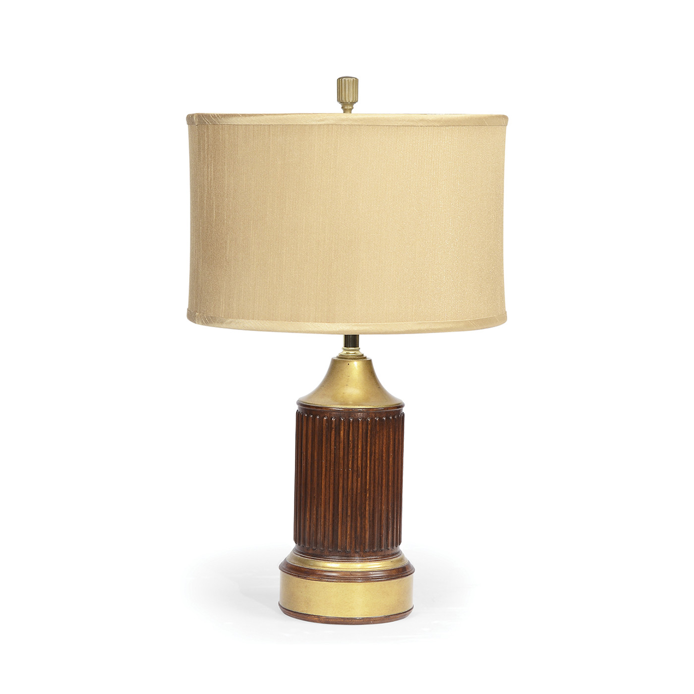 Round Fluted Mahogany Table Lamp